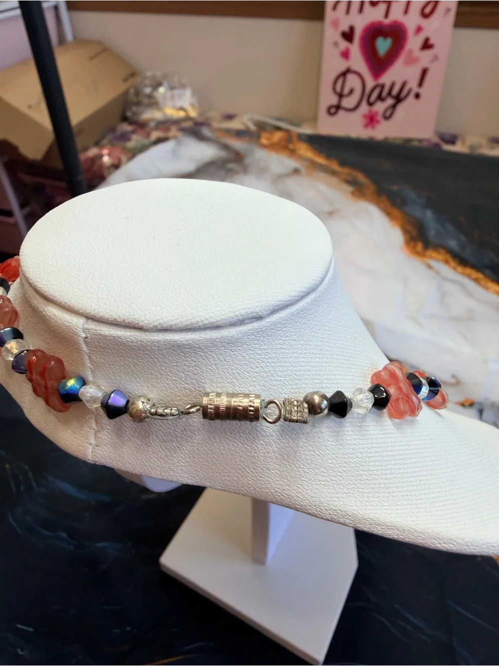 Vintage butterfly beaded necklace